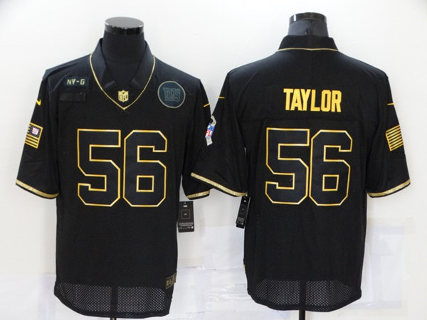 Men's New York Giants ACTIVE PLAYER Custom Black/Gold Salute To Service Limited Stitched Jersey